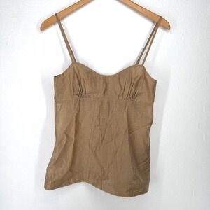 HM Babydoll Sweetheart Neckline Camisole Cami Tank Top XS Tan Brown Thin Straps